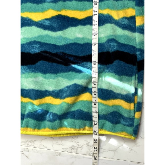 Lands' End Women's Heritage Fleece pullover in teal mountain ombre, size M/P - Picture 8 of 11